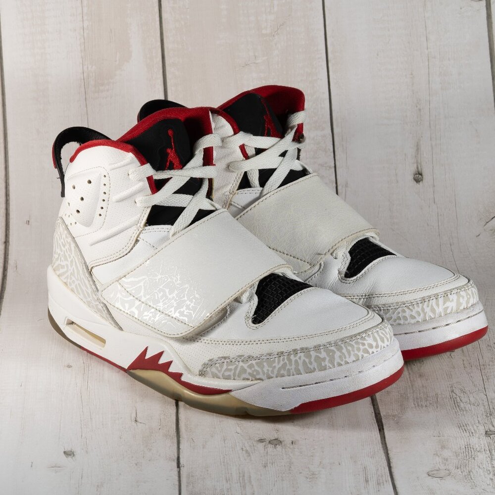 Nike Air Jordan "SON OF MARS" - Leather White Fire Red Retro - Mens Size 10.5